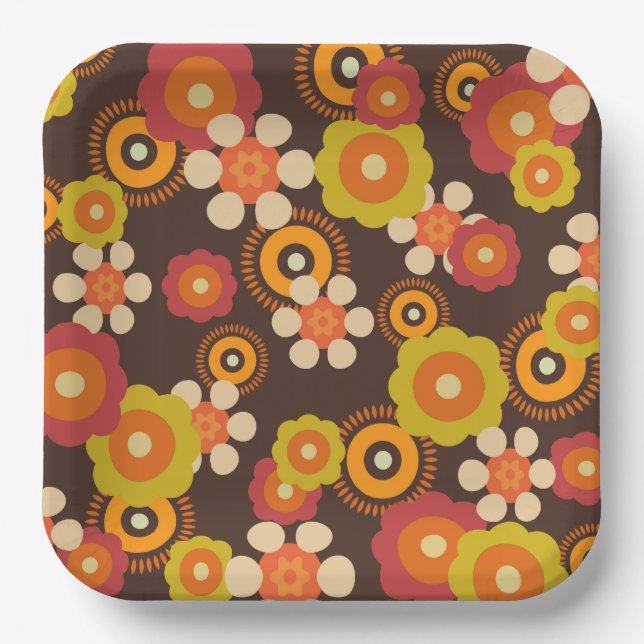 Disco 70er 60er Retro Blume Pop Kultur Pappteller (Vorderseite)