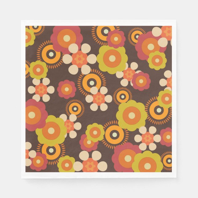 Disco 70er 60er Retro Blume Pop Kultur Serviette (Vorderseite)