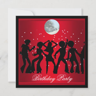 Disco 70er Geburtstagparty Rot Retro 2 Einladung