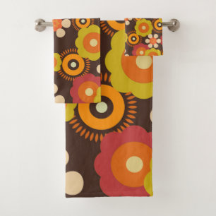 Disco 70s 60s Retro Flowers Pop Culture Badhandtuch Set