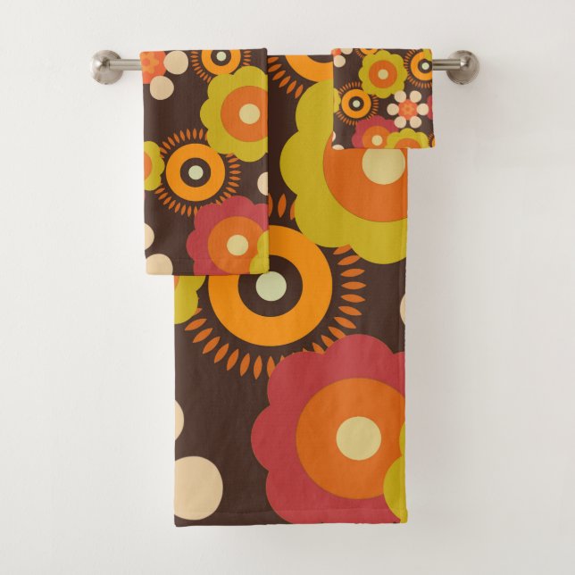 Disco 70s 60s Retro Flowers Pop Culture Badhandtuch Set (Insitu)