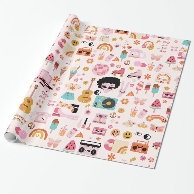 Disco Alien Funky Groovy Geschenkpapier (Ungerollt)