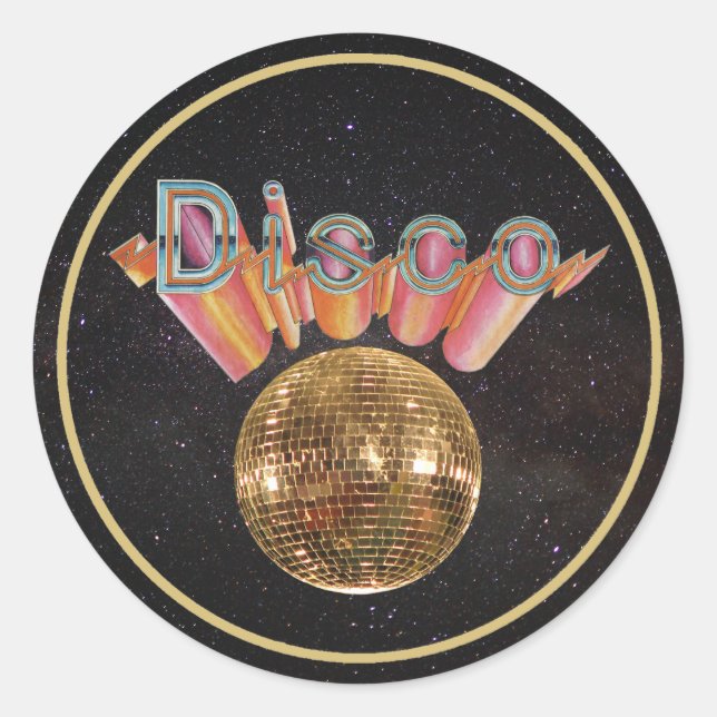 Disco-Aufkleber für die Nacht Runder Aufkleber (Vorderseite)
