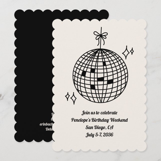 Disco Ball Anniversaire Fête Week-end Invitation (Devant / Derrière)
