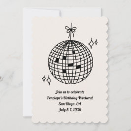 Disco Ball Anniversaire Fête Week-end Invitation