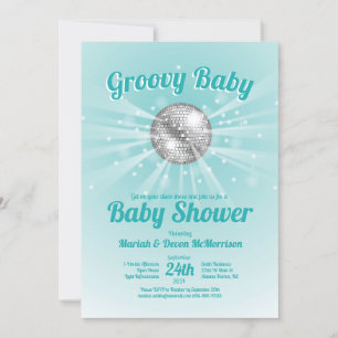 Disco Ball Baby Dusche Groovy Blue Boy Einladung
