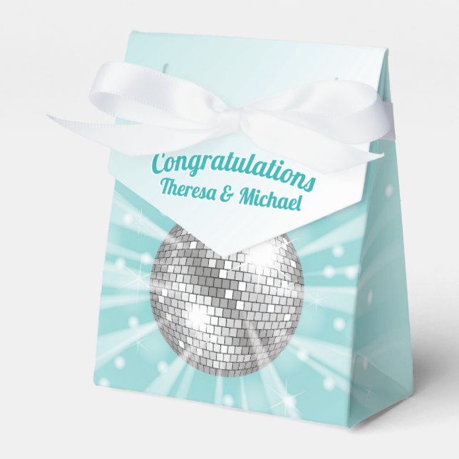 Disco Ball Baby Dusche Groovy Blue Boy Geschenkschachtel (Vorderseite)