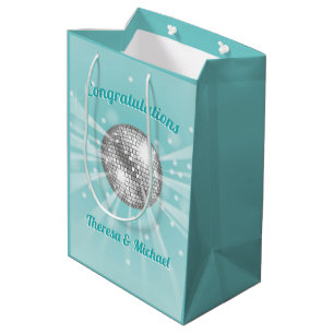 Disco Ball Baby Dusche Groovy Blue Boy Mittlere Geschenktüte