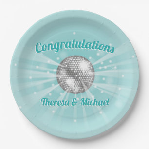 Disco Ball Baby Dusche Groovy Blue Boy Pappteller