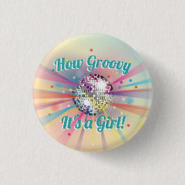 Disco Ball Baby Dusche Groovy Es ist ein Mädchen Button
