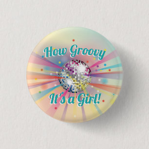 Disco Ball Baby Dusche Groovy Es ist ein Mädchen Button