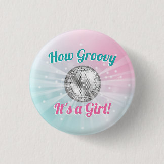 Disco Ball Baby Dusche Groovy Es ist ein Mädchen Button