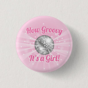 Disco Ball Baby Dusche Groovy Es ist ein Mädchen Button