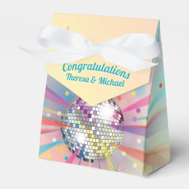 Disco Ball Baby Dusche Groovy Pastel Rainbow Geschenkschachtel (Vorderseite)