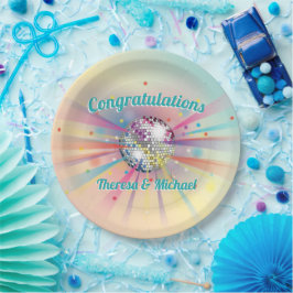 Disco Ball Baby Dusche Groovy Pastel Rainbow Pappteller