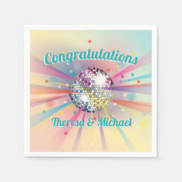 Disco Ball Baby Dusche Groovy Pastel Rainbow Serviette
