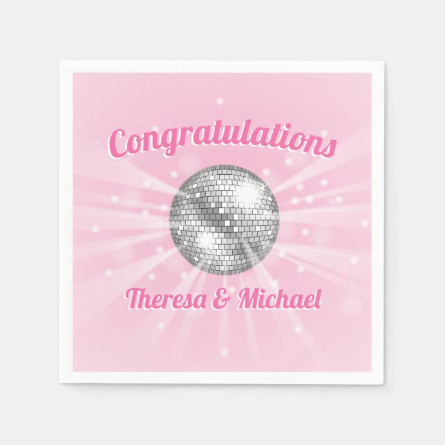 Disco Ball Baby Dusche Groovy Pink Girl Serviette (Vorderseite)