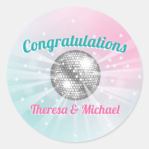 Disco Ball Baby Shower Groovy Runder Aufkleber