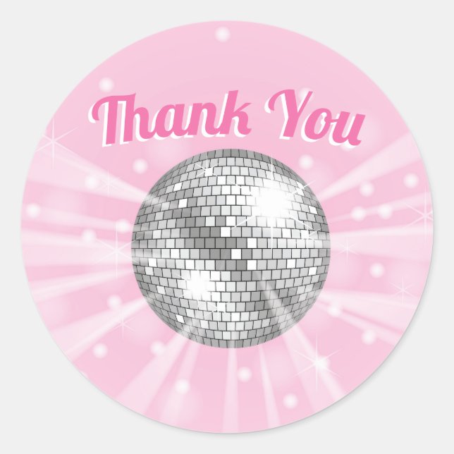 Disco Ball Baby Shower Groovy Vielen Dank Runder Aufkleber (Vorderseite)