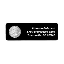Disco Ball Black Return Address Label