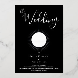 Disco Ball Black Silver Wedding Folieneinladung