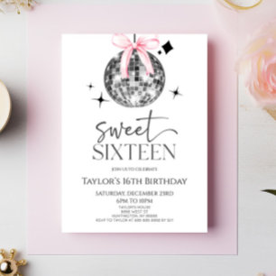 Disco Ball Bow 16 . Geburtstag 16. Geburtstagspart Einladung