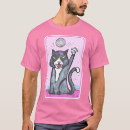 Disco Ball Cat Cartoon Fun Art T-Shirt