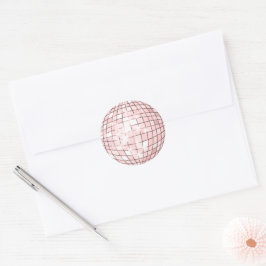 Disco Ball Champagner Rosa Klassischer Rundsticker Runder Aufkleber