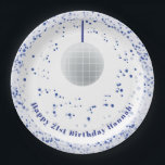 Disco Ball Dancer Pappteller<br><div class="desc">Feiern Sie den Tänzer in Ihrem Leben mit diesem blauen und lila disco-ball-Thema Party Platte. Text ist anpassbar. Ideal für Erwachsene und Kinder. Teil einer Sammlung von Parcel Studios.</div>