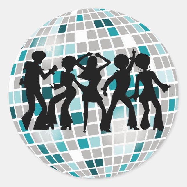 Disco Ball Dancers Geburtstagsparty Stickers (Vorderseite)
