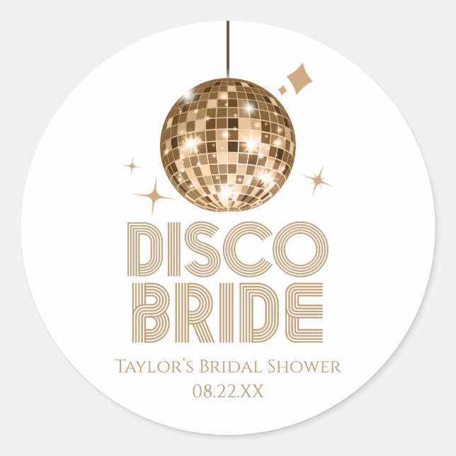Disco Ball Disco Brautparty Runder Aufkleber (Vorderseite)