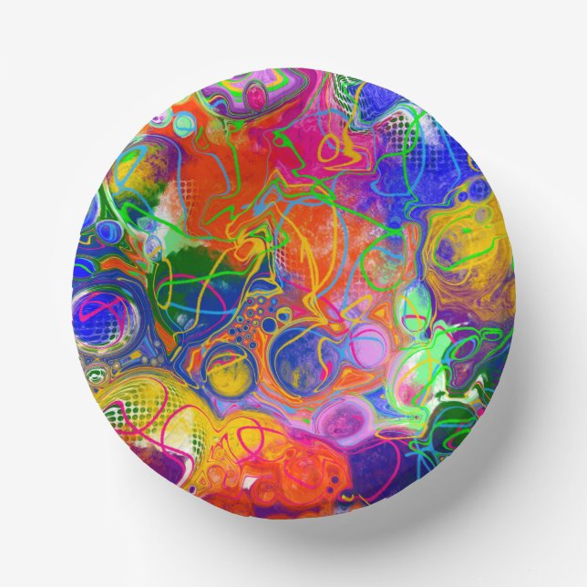 Disco Ball Electricity Fluid Art Pappteller (Vorderseite)