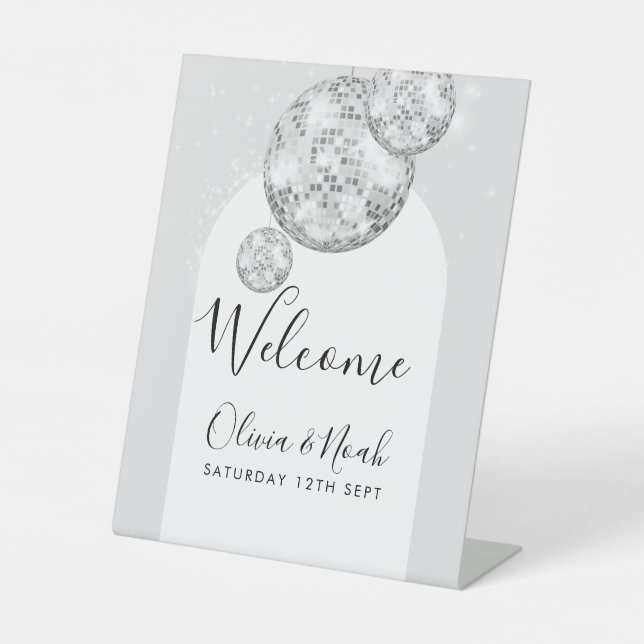 Disco Ball Engagement Party Sockelschild (Vorderseite)