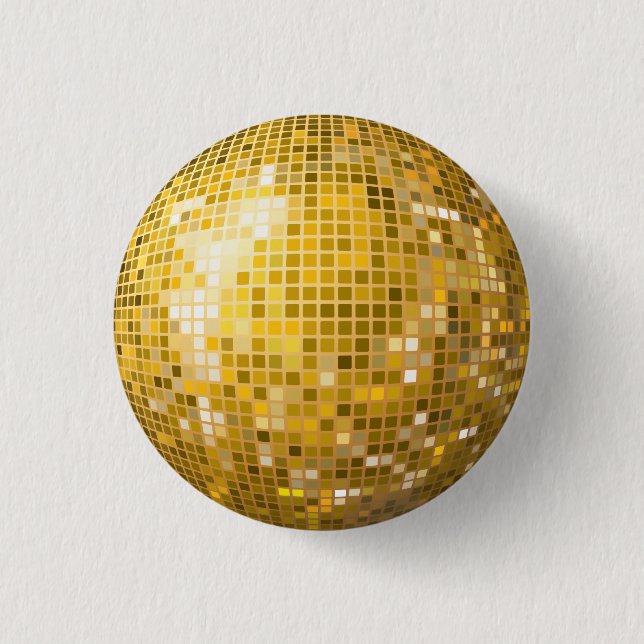 Disco-Ball-Goldknopf Button (Vorderseite)