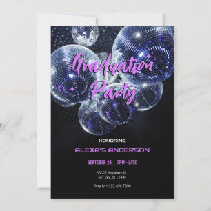 Disco Ball Graduation Party Einladung