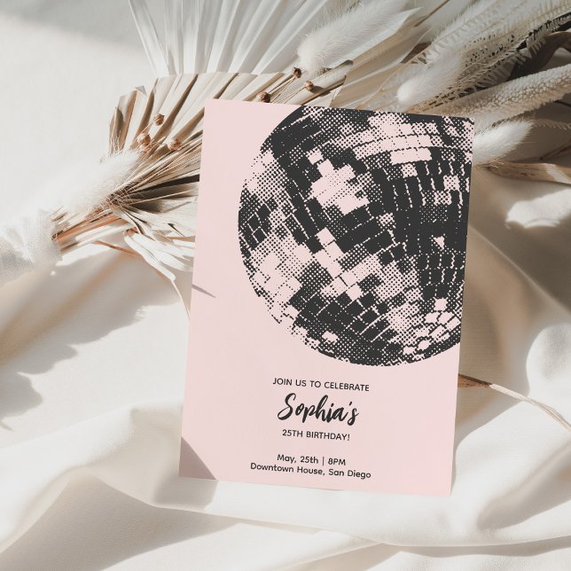 Disco Ball Invitation Anniversaire Retro Disco Sup (Retro Groovy Disco Ball Birthday Invitation)