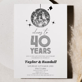 Disco Ball jubelt bis 40 Jahre Hochzeitsjubiläum Einladung