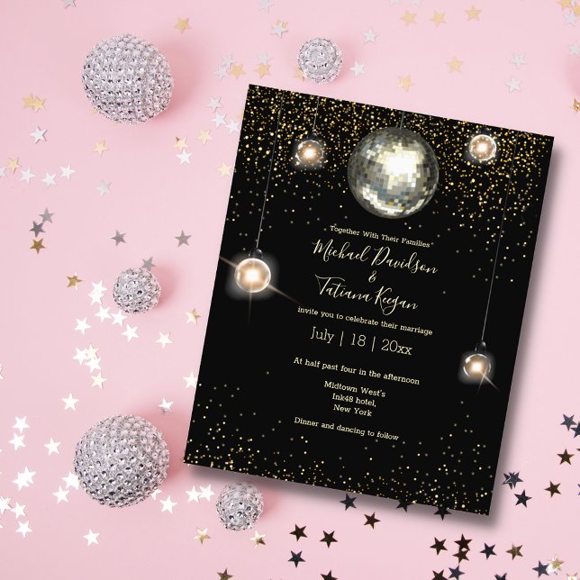 Disco Ball Lights Glitzer Einladung zur Hochzeit Flyer (Von Creator hochgeladen)