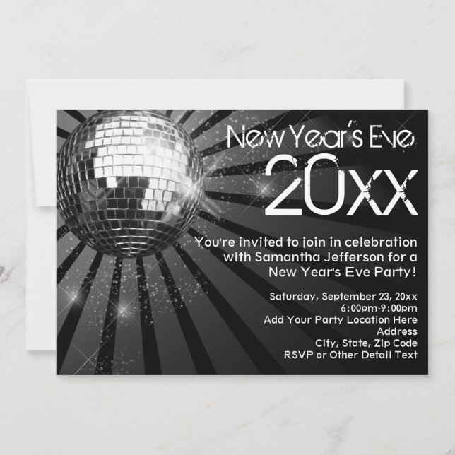 Disco Ball New Year's Eve Party Einladung (Vorderseite)