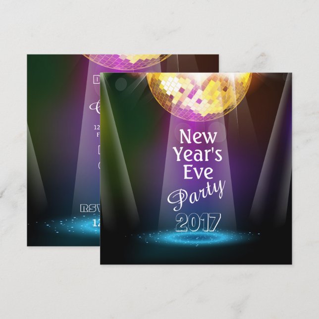 Disco Ball New Year's Eve Party Einladung (Vorne/Hinten)