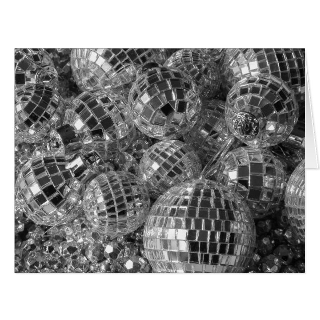 Disco Ball Ornamente Schwarz-Weiß-Foto Urlaub (Vorderseite (Horizontal))