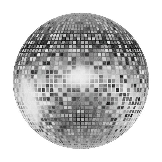 Disco Ball Party Silber Schimmer Glitzer Illusion Schneidebrett (Vorderseite)