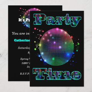 Disco Ball Party Zeit individuelle Einladung