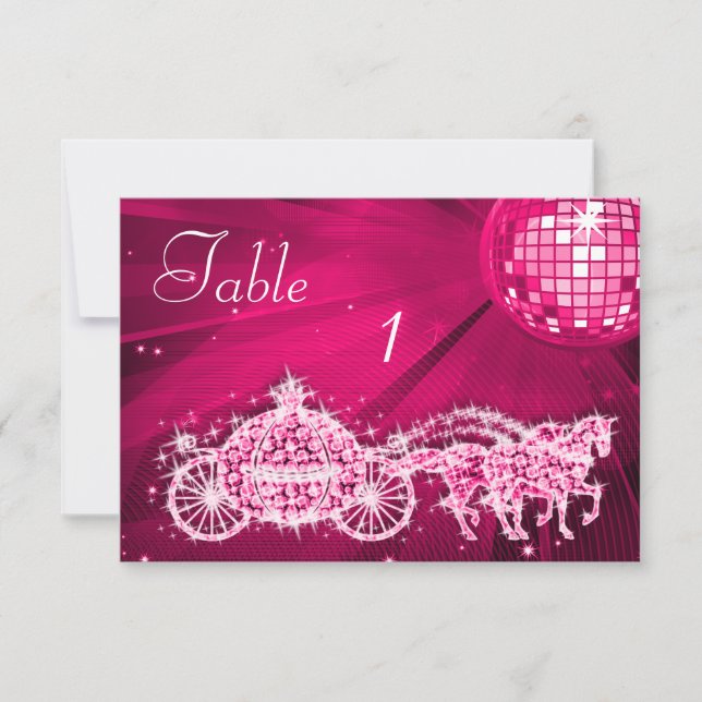 Disco Ball, Princess Coach & Pferde Doppelseitig Einladung (Vorderseite)