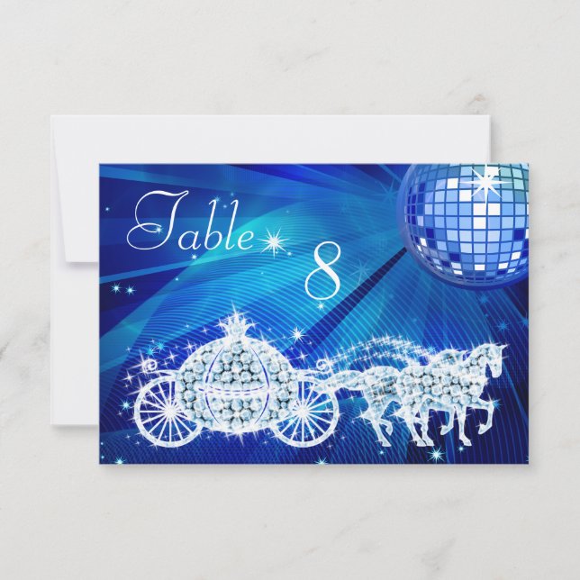 Disco Ball, Princess Coach & Pferde Doppelseitig Einladung (Vorderseite)