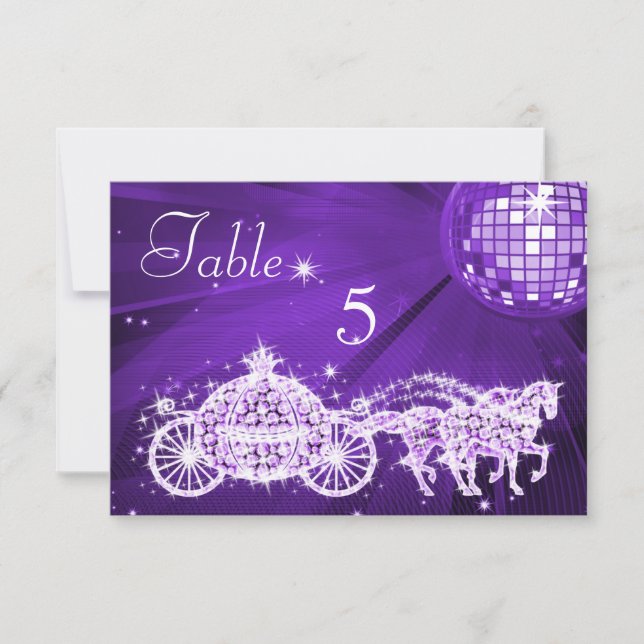 Disco Ball, Princess Coach & Pferde Doppelseitig Einladung (Vorderseite)