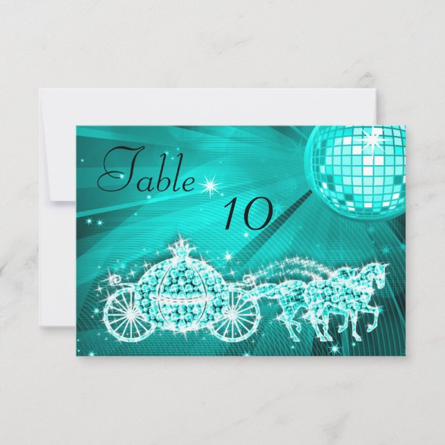Disco Ball, Princess Coach & Pferde Doppelseitig Einladung (Vorderseite)