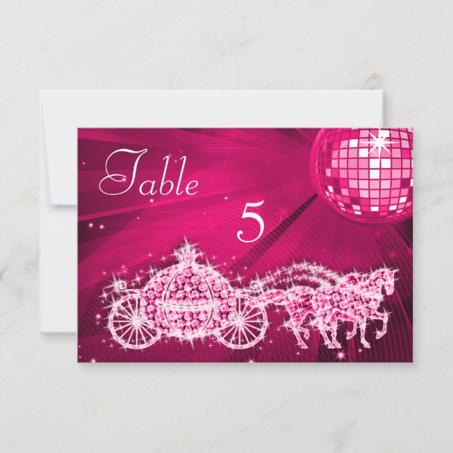 Disco Ball, Princess Coach & Pferde Doppelseitig Einladung (Vorderseite)