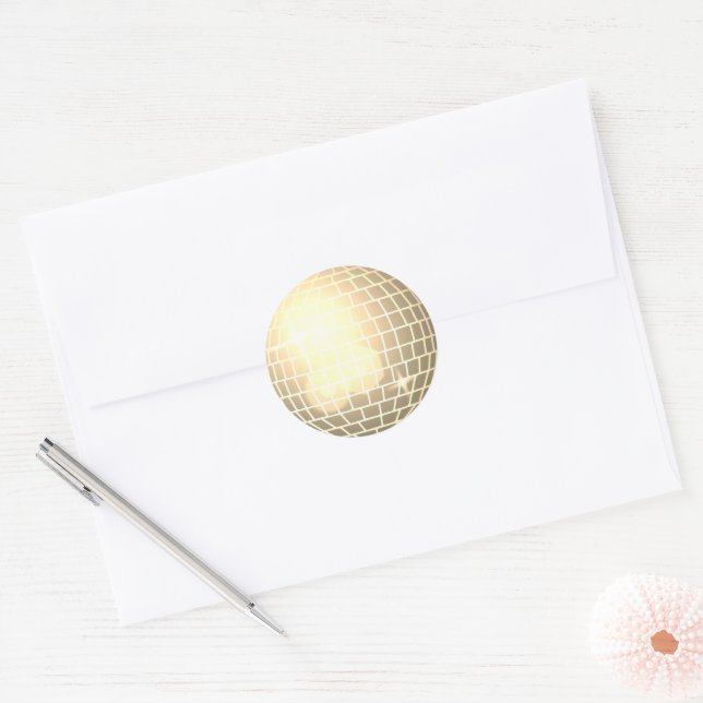 Disco Ball Retro 70er Gold Umschlag Aufkleber (Umschlag)