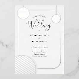 Disco Ball Silver Retro Wedding Folieneinladung